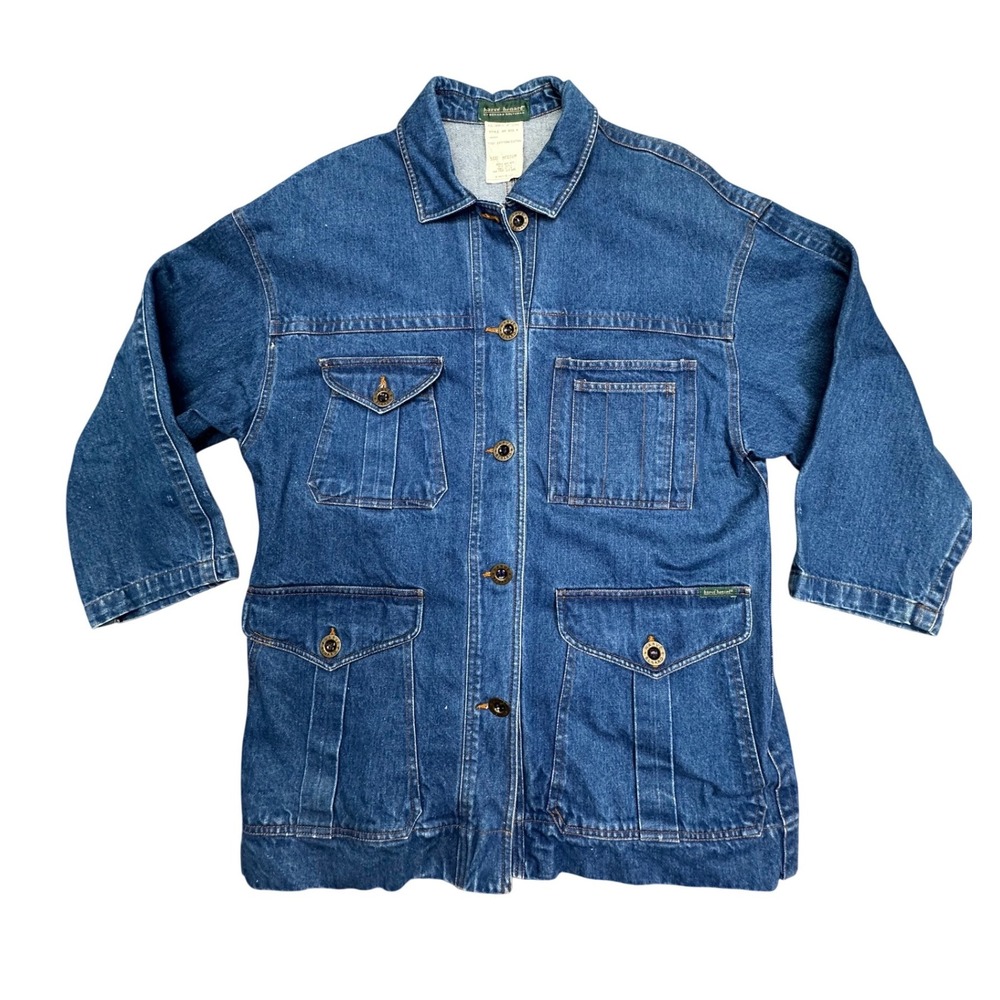 Harve Benard Denim Chore Jacket Mens Med Blue Cotton Utility Workwear Coat VTG